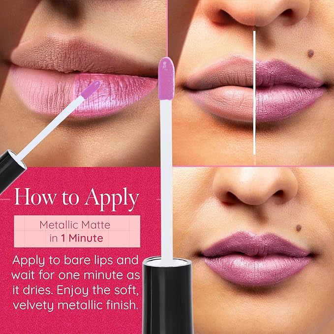 Aromi Cotton Candy Metallic Matte Liquid Lipstick - Rosy Pink Shade