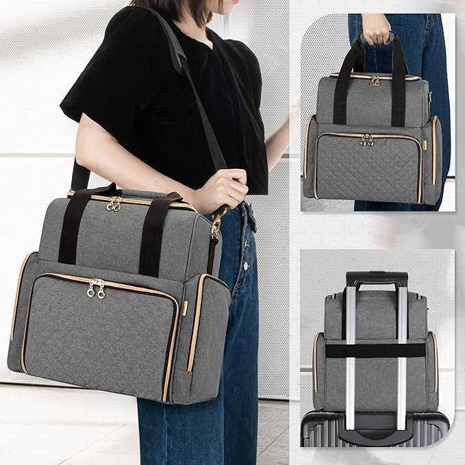 LUXJA Large Travel Makeup Bag with 3 Removable Makeup Cases, Gray