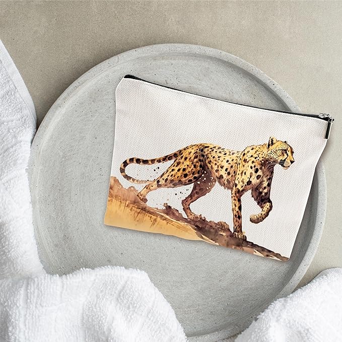 YKYENR Animals Theme Makeup Bag - Watercolor Leopard - Drawing Printing Cosmetic Bag, Toiletry Bag, Gift For Girls, Teen, Personal Care & Accessories - A16