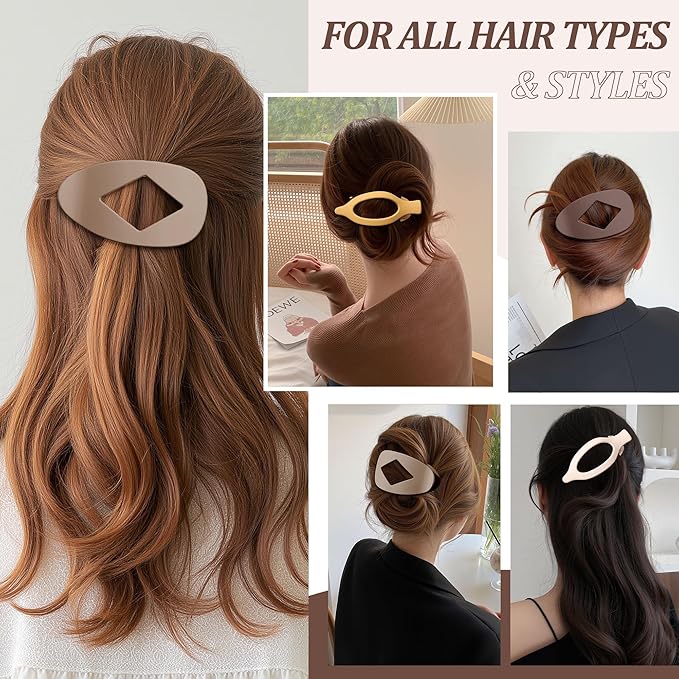 Lourny 6PCS Flat Claw Clips for Women French Flat Hair Clips for Thin Hair