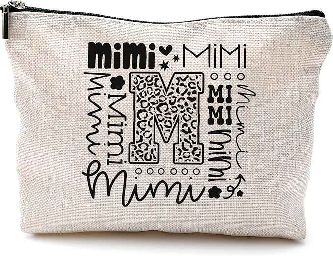 QGFM Mimi Makeup Cosmetic Bag - Mothers Day Gift for Grandma, Best Mimi Ever, Small Makeup Bag for Purse, Grandchildren Gift