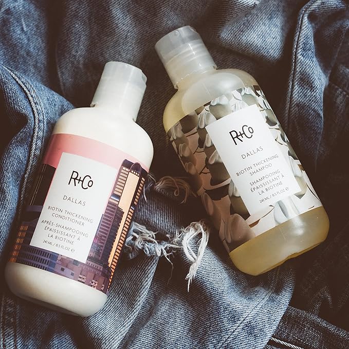 R+Co Dallas Biotin Thickening Shampoo + Conditioner Tandem Packette Kit | Thickens, Nourishes + Strengthens | Vegan + Cruelty-Free | 14 Ml