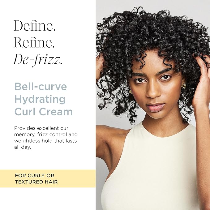 Bell-curve Curl Cream for Curly Hair | Defines, Softens & Controls Frizz | 97% Natural, 11% Organic | Vegan, Clean Beauty, with Safflower Seed Oil & Aloe | Lightweight Moisture & Shine | 4 oz