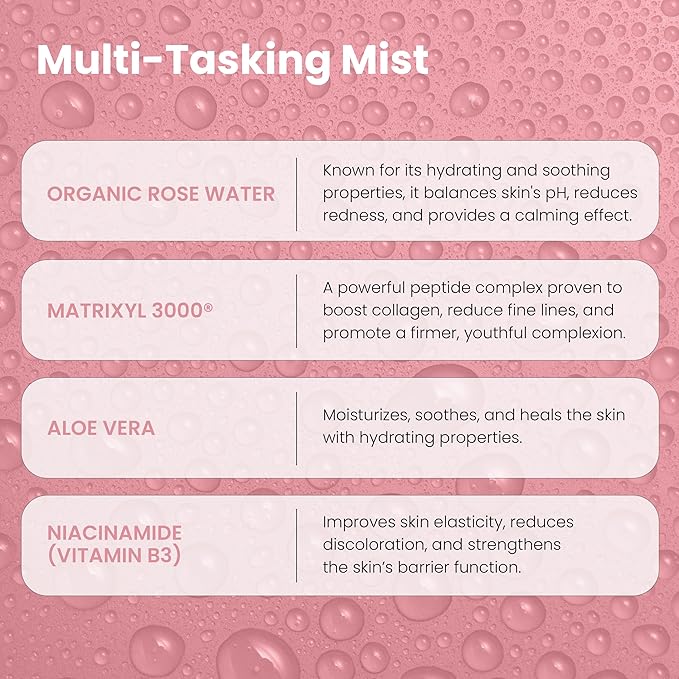 Simplified Skin Rose Water Spray for Face with Matrixyl 3000 & Glycerin