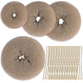Teenitor Hair Bun Shaper Set, 4pcs Hair Donut Bun Maker(Extra-large, Large, Medium, Small) with 20pcs Bobby Pins, Tan Brown