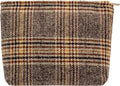 PAZIMIIK Makeup Bags for Purse Zipper Cosmetic Pouch Large Travel Canvas Make Up Organizer Tool Pouch for Women and Girls,Plaid Brown