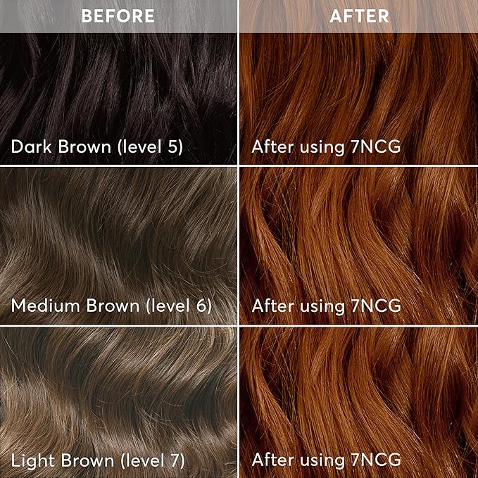 Madison Reed Radiant Hair Color Kit - 7NCG Light Golden Copper (Genova Red), Salon-Quality Permanent Hair Dye, Superior Gray Coverage & Dimensional Color | PPD-Free & Ammonia-Free, 1 Pack