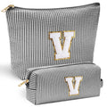 YOOLIFE Makeup Bag for Women - Personalized Makeup Pouch for Girlfriend Bridesmaid Wife | Travel Toiletry Bag for Her Mom | Skin Care Bag Birthday Gift for Sister Friend Sweet 16 Gifts Black V