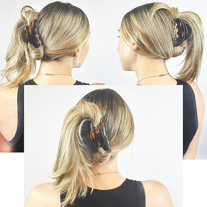 Camila Paris CP2369 French Hair Clips for Women, 3.5" Large Claw Clip Strong Hold All Day, Girl Large Claw Clips for Thick Hair, No Damage No Slip Flat Clip for Women. Made in France