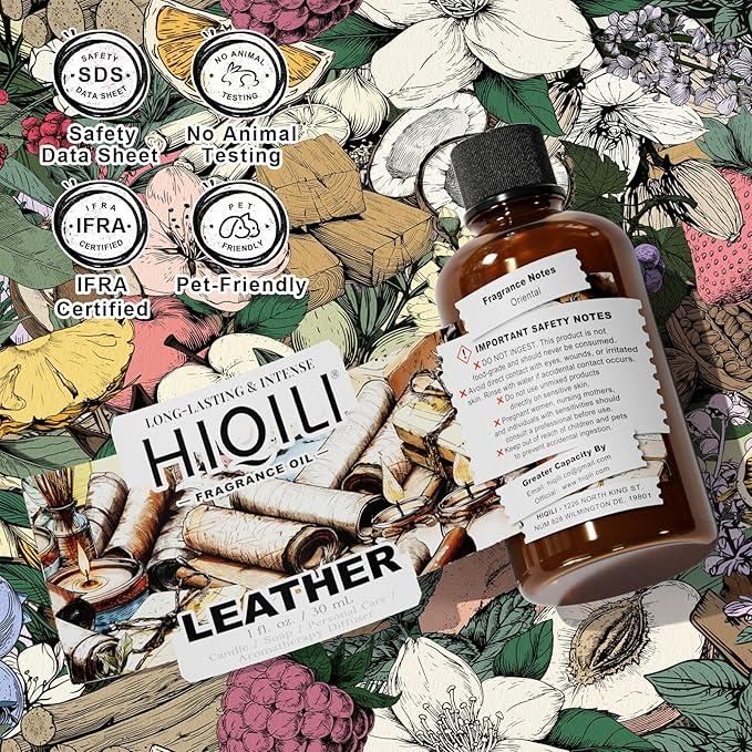 HIQILI Leather Fragrance Oil, Men's Scent for Car Air Freshener - 30ML