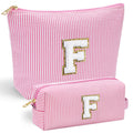 YOOLIFE Makeup Bag for Women, Personalized Initial Cute Makeup Pouch for Girlfriend Bridesmaid Wife | Cosmetic Travel Toiletry Bag for Friend Female Sister | Birthday Gift Idea for Her Mom Pink F