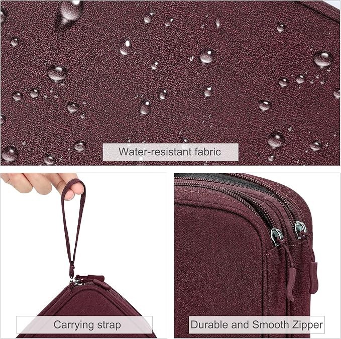 FYY Electronic Organizer, Travel Tech Pouch Bag, Large, Wine Red