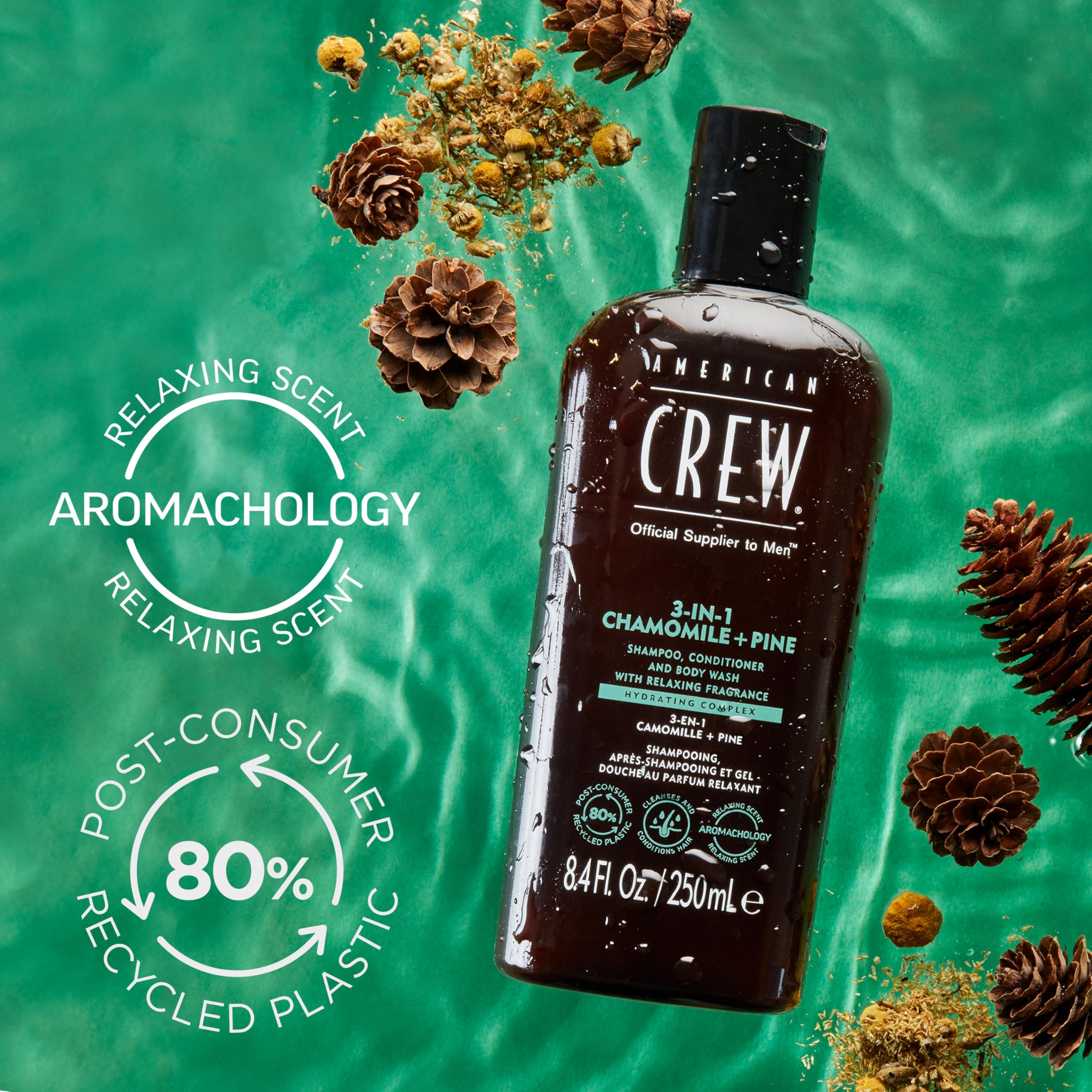 American Crew 3-in-1 Shampoo & Body Wash, Chamomile & Pine, 8.4 fl oz
