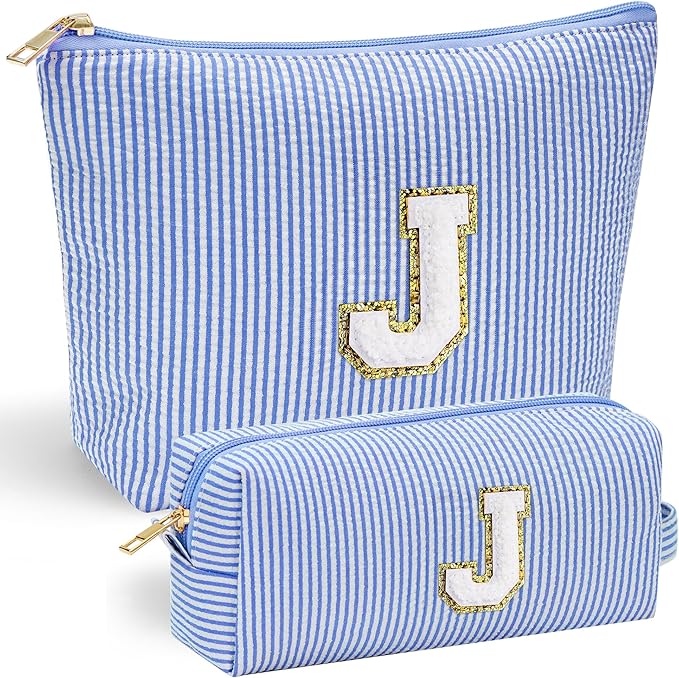 YOOLIFE Teen Girl Gifts Trendy Stuff | Makeup Bag | Cosmetic Bag | Makeup Pouch Teen Girl Gifts Trendy Stuff | Birthday Gift | Birthday Gift for Women Girls | Blue Initial J