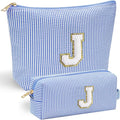 YOOLIFE Teen Girl Gifts Trendy Stuff | Makeup Bag | Cosmetic Bag | Makeup Pouch Teen Girl Gifts Trendy Stuff | Birthday Gift | Birthday Gift for Women Girls | Blue Initial J