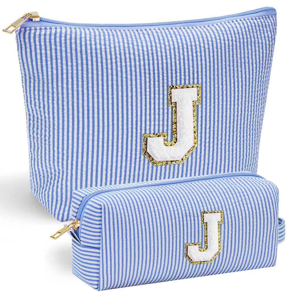 YOOLIFE Teen Girl Gifts Trendy Stuff | Makeup Bag | Cosmetic Bag | Makeup Pouch Teen Girl Gifts Trendy Stuff | Birthday Gift | Birthday Gift for Women Girls | Blue Initial J
