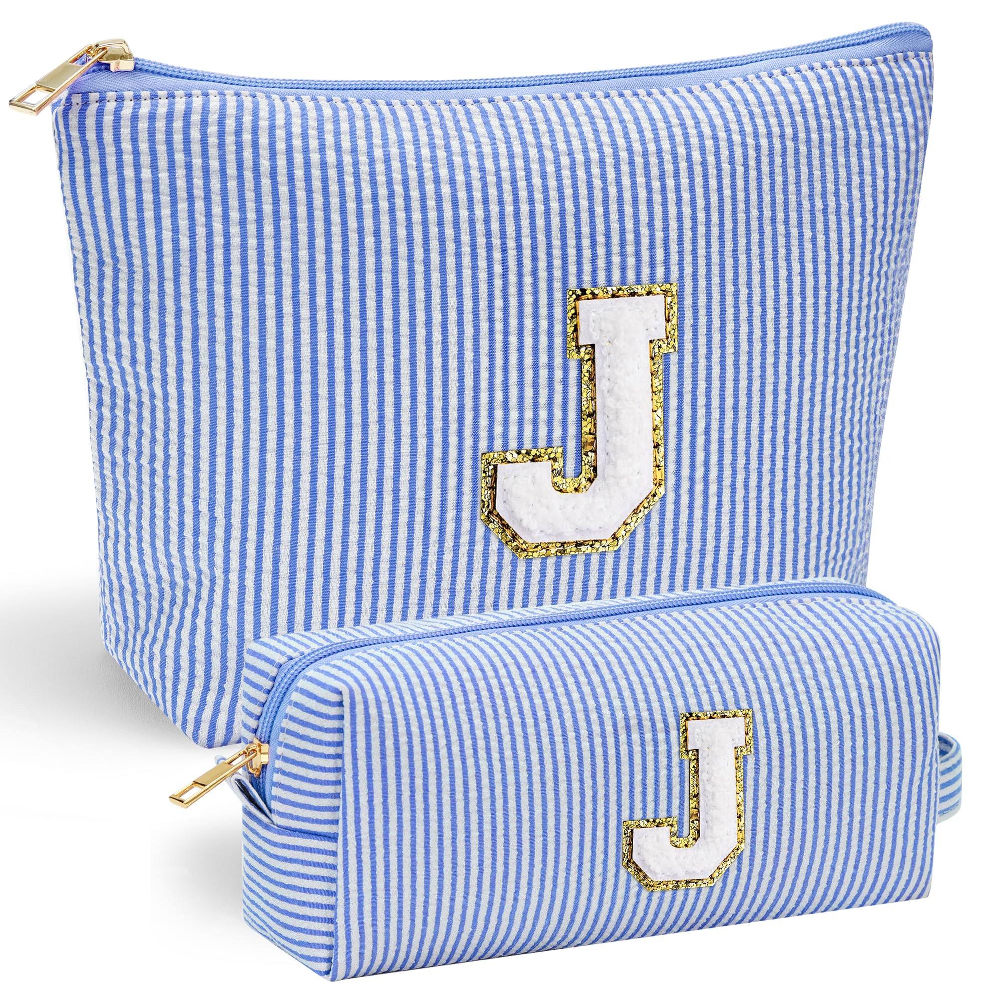 YOOLIFE Teen Girl Gifts Trendy Stuff | Makeup Bag | Cosmetic Bag | Makeup Pouch Teen Girl Gifts Trendy Stuff | Birthday Gift | Birthday Gift for Women Girls | Blue Initial J