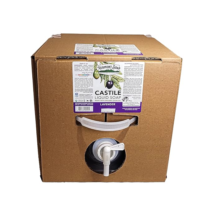 VERMONT SOAP Castile Soap Lavender, Organic Liquid Body Wash, 5 Gallon