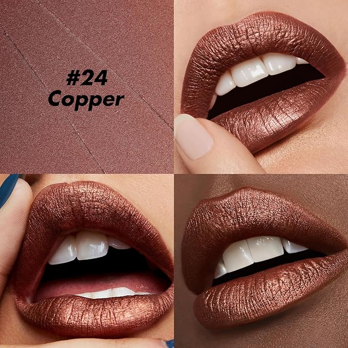 FOCALLURE Ultra Chic Lipstick,Moisturizing Lip Crayon,Lightweight Color without Drying or Fading,Long Lasting Lips Makeup,#24 Copper