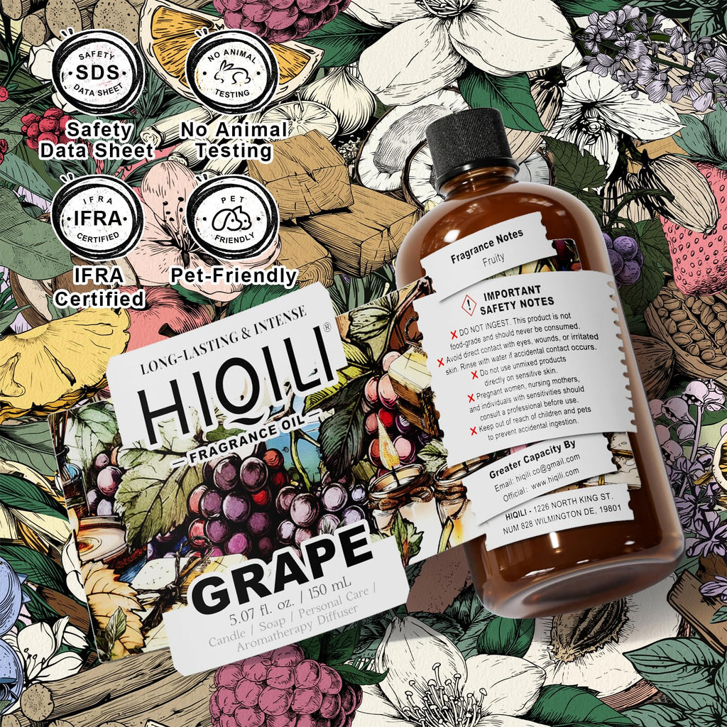 HIQILI Grape Fragrance Oil for Diffusers, Perfume & Room Spray - 5.07 Fl Oz