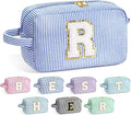 YOOLIFE Birthday Gifts for 6 7 8 9 10 11 12 13 14 15 Year Old Teen Girl - Initial Makeup Bag Letter Toiletry Pouch Cosmetic Case, Personalized Teen Girl Gifts Trendy Stuff Party Favor, Blue R