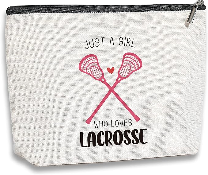 kdxpbpz Lacrosse Gifts Lacrosse Makeup Bag Gifts for Sports Players Team Birthday Gifts for Women Friend Sister BFF Bestie