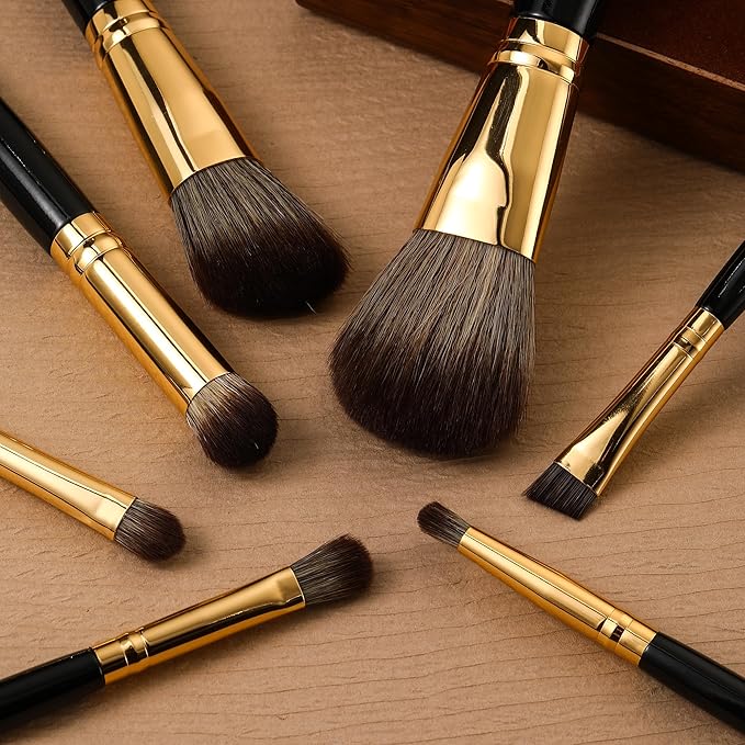 B BRUSH ARTIST 12 PCs Premium Synthetic Black Makeup Brush Set: Face Powder Brush, Contour Brush, Blush Brush, Eyeshadow Brush, Eyebrow Brush, Concealer Brush, Travel Size