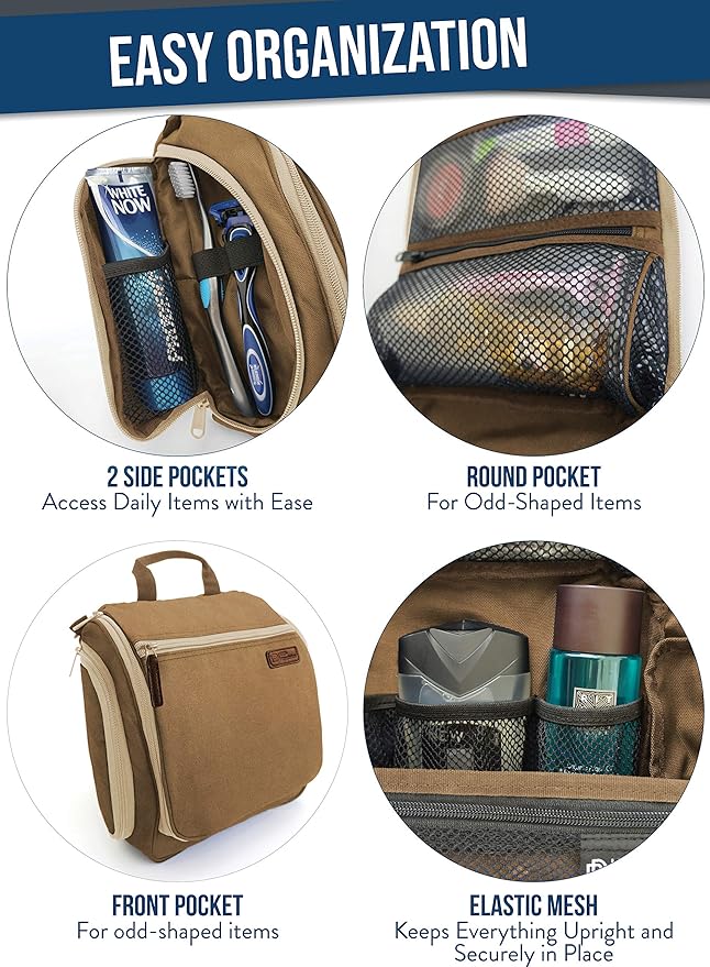 DD D&D Wanderlust D&D Hanging Travel Toiletry Bag for Men and Women – Cosmetics, Makeup and Toiletries Organizer Kit with 10 Compartments, YKK Zippers, XXL Metal Swivel Hook, Water-Resistant Nylon