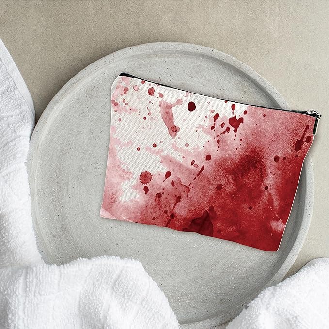 YKYENR Funny Scary Makeup Bag - Simulated Blood Stains - Horror Printing Cosmetic Bag, Toiletry Bag Gift For Girls, Teen, Candy Bag For Halloween， Personal Care & Accessories - A13