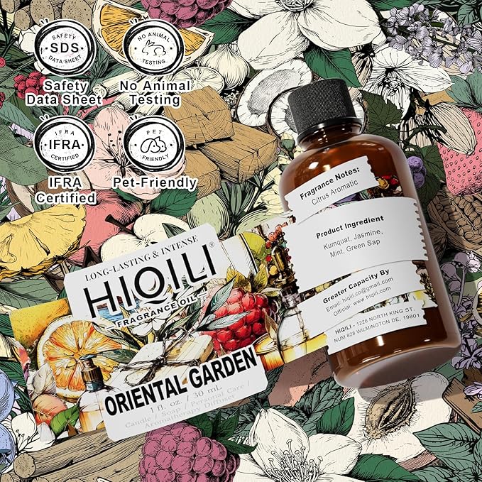HIQILI Oriental Garden Fragrance Oil for Diffusers,Candle & Soap Making