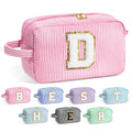YOOLIFE Birthday Gifts for 6 7 8 9 10 11 12 13 14 15 Year Old Teen Girl - Initial Makeup Bag Letter Toiletry Pouch Cosmetic Case, Personalized Teen Girl Gifts Trendy Stuff Party Favor, Pink D