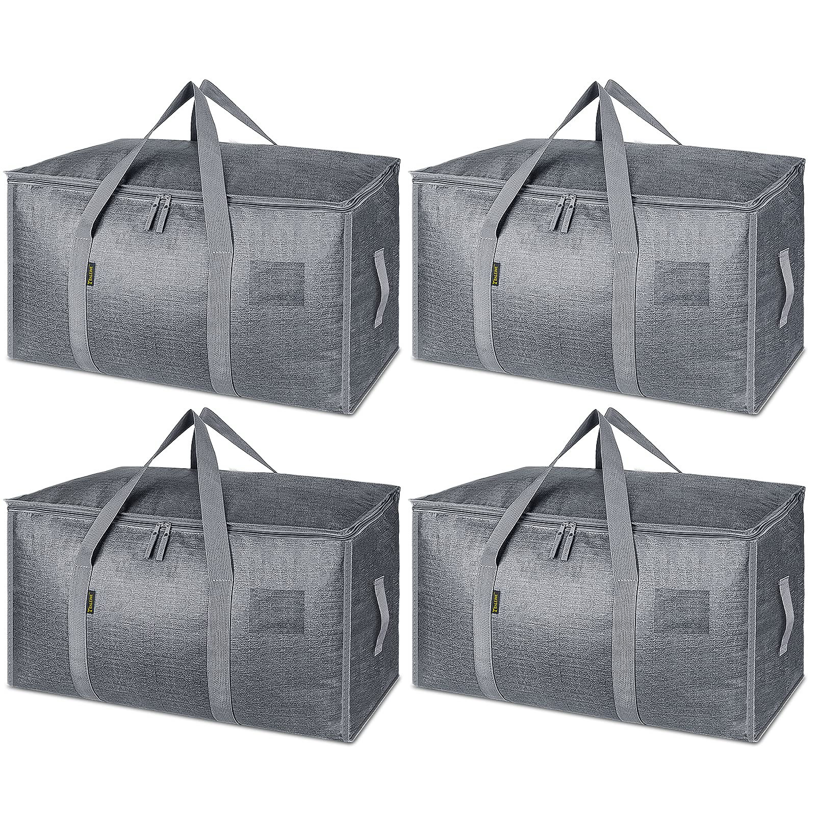BALEINE 4-Pack Oversized Moving Bags with Reinforced Handles, Heavy-Duty Storage Tote for Clothes, Moving Supplies (Winter Grey, 4-Pack)