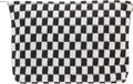 PAZIMIIK Checkered Makeup Bag for Purse, Small Flat Cosmetic Pouch,Black