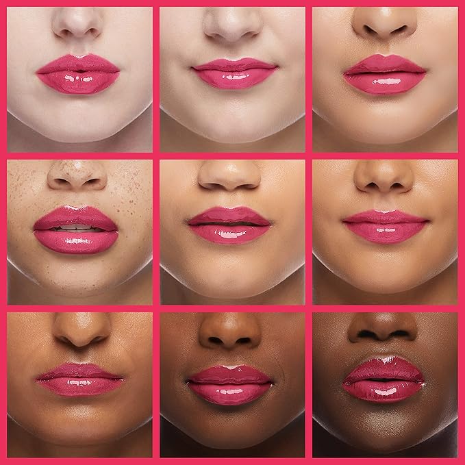 GECOMO Hydrating Lip Glow Oil, Lip Oil Gloss Transparent Toot Tinted Nourishing Long Lasting Repairing Lightening Lip Lines (CHERRY) 0.2 OZ