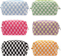 Checkered Makeup Bag for Purse, Small Travel Cosmetic Pouch,Colorful,6 Pack