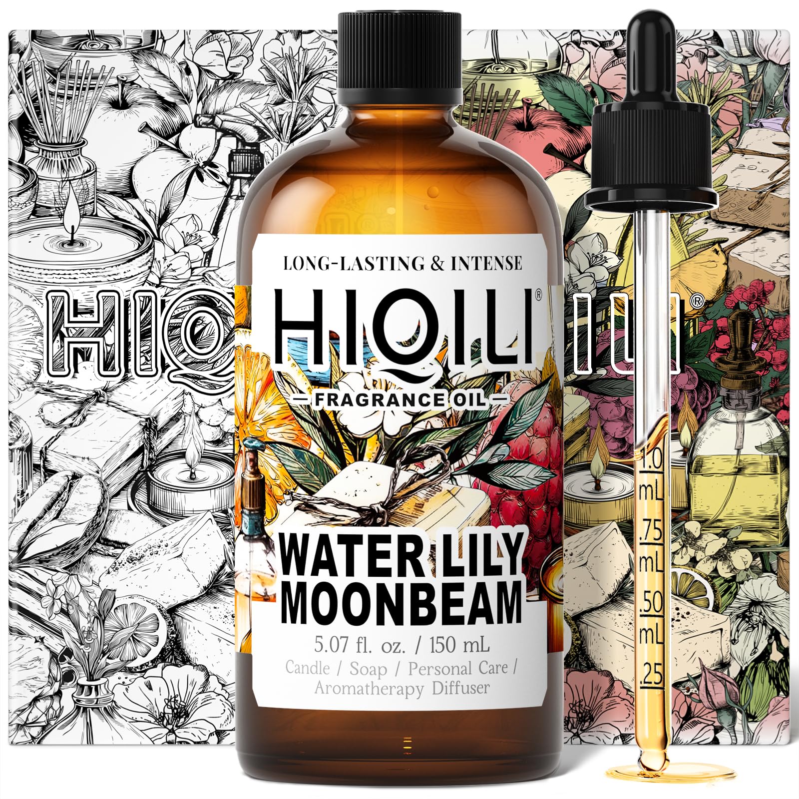 HIQILI Water Lily Moonbeam Fragrance Oil for Diffuser, Candle & Soap Making