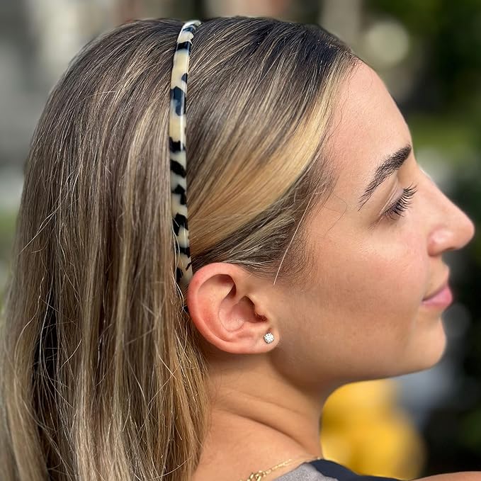 Camila Paris CP3470 French Headband for Women, Handmade White Tokyo, Strong Hold Grip Women's Hair Band, Ligth and Very Flexible, No Slip Durable Styling Girls Hair Accessories, Made in France