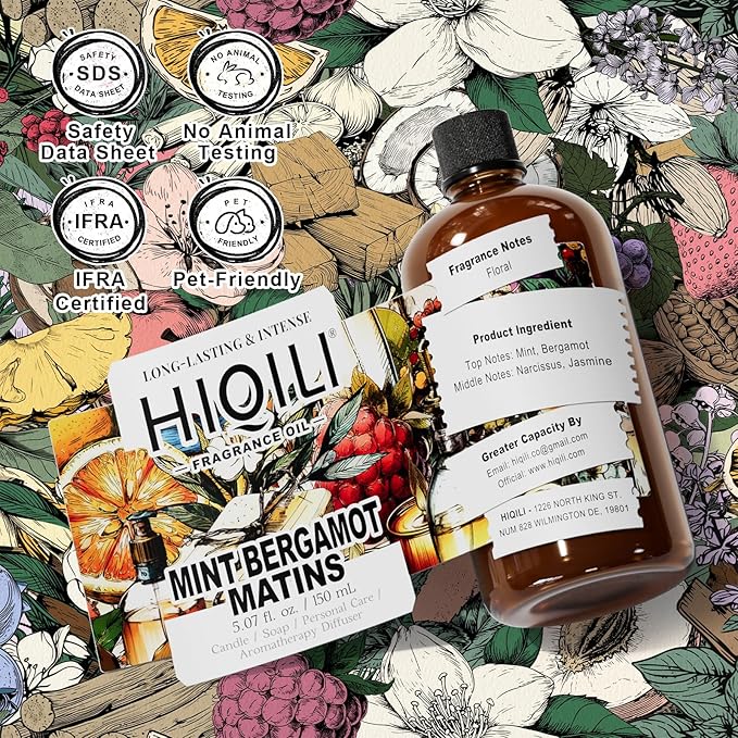 HIQILI Mint Bergamot Matins Fragrance Oil for Diffuser & Air Freshener