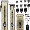 Kemei Professional Hair Clippers for Men, Beard Trimmer, Electric Shaver for Men, 3 in 1 Barber Clipper Kit LCD Display, Gift Sets
