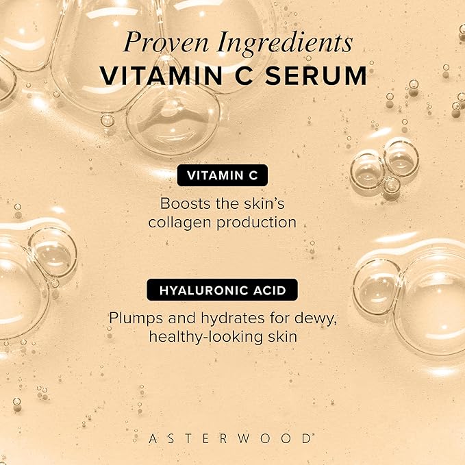 Asterwood Vitamin C Serum for Face with Hyaluronic Acid 8 Fl Oz