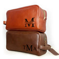 Personalized Leather Toiletry Bag for Men, Monogrammed Travel Dopp Kit