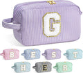 YOOLIFE Graduation Gifts for Teen Girls - Initial Makeup Bag Letter Toiletry Pouch Cosmetic Case, Personalized Teen Girl Gifts Trendy Stuff Party Favor, Purple G