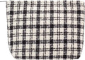 PAZIMIIK Makeup Bags for Purse Zipper Cosmetic Pouch Large Travel Canvas Make Up Organizer Tool Pouch for Women and Girls,Plaid Black
