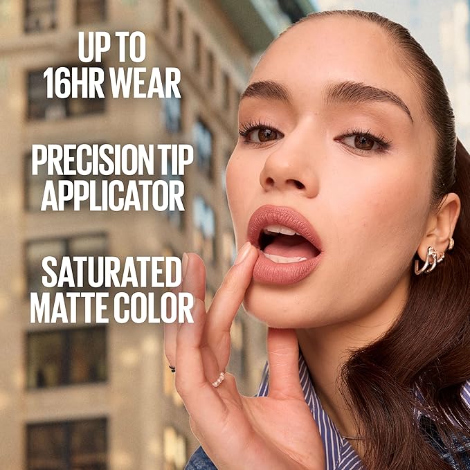 Maybelline Super Stay Matte Ink Liquid Lipstick Makeup, Long Lasting High Impact Color, Up to 16H Wear, Founder, Cranberry Red, 1 Count, Packaging May Vary