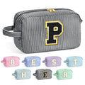 YOOLIFE Initial Cosmetic Bag for Women - Monogram Cute Makeup Bag Cosmetic Case Toiletry Pouch for Women Her Best Friend Sister Teacher, Personalized Birthday Gifts for Women, Black P