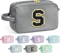 YOOLIFE Birthday Gifts for 6 7 8 9 10 11 12 13 14 15 Year Old Teen Girl - Initial Makeup Bag Letter Toiletry Pouch Cosmetic Case, Personalized Teen Girl Gifts Trendy Stuff Party Favor, Black S