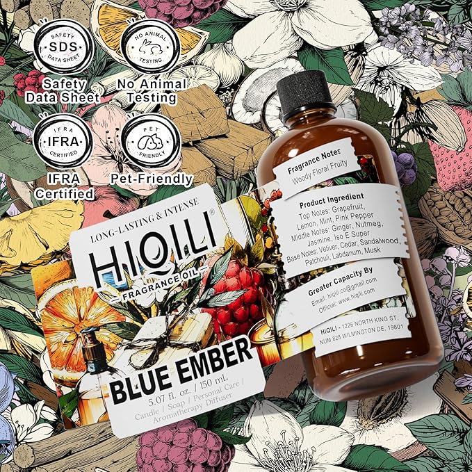 HIQILI Blue Ember Fragrance Oil for Candle Making - 5.07 Fl Oz