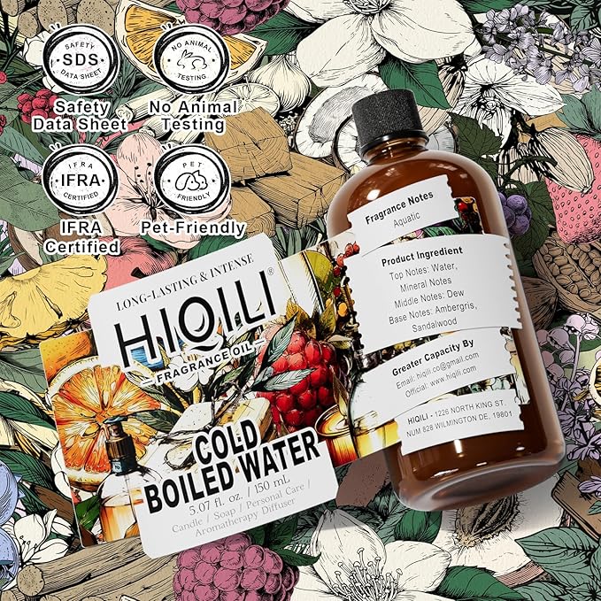 HIQILI Cold Boiled Water Fragrance Oil for Diffuser, Candle & Soap