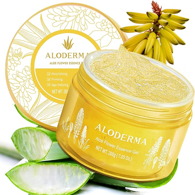 Aloderma 24K Gold Aloe Flower Essence Gel, Age-Defying & Hydrating, 7 oz