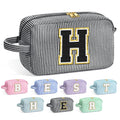 YOOLIFE Initial Makeup Bag for Women - Monogram Cute Makeup Bag Cosmetic Case Toiletry Pouch for Women Her Best Friend Sister Teacher, Personalized Birthday Gifts for Women, Black H